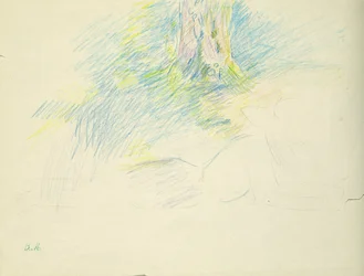 Young girl lying down under a tree, 1891